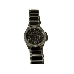Ed Hardy PR-FL0152 Watch Black Floral Dial Crystal Bezel Stainless Steel Mens